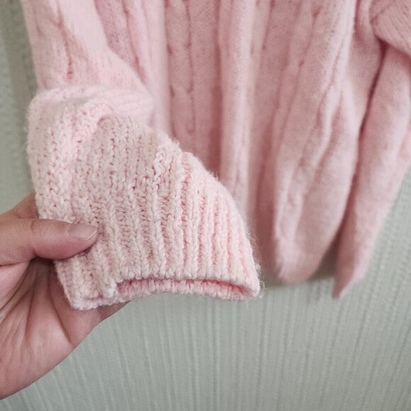 Vintage Partners by Mervyns Pink Chunky Cable Knit Mock Neck Sweater Size Large - Picture 7 of 10